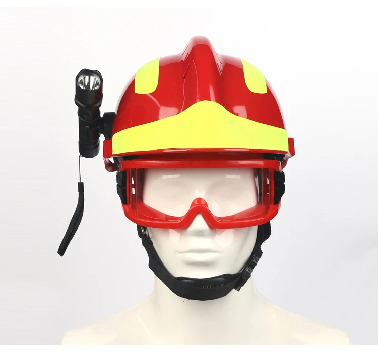 Safety Rescue Helmet Fire Fighter Protective Glasses Safety Helmets Workplace Fire Protection Hard Hat With Headlamp & Goggles (1)