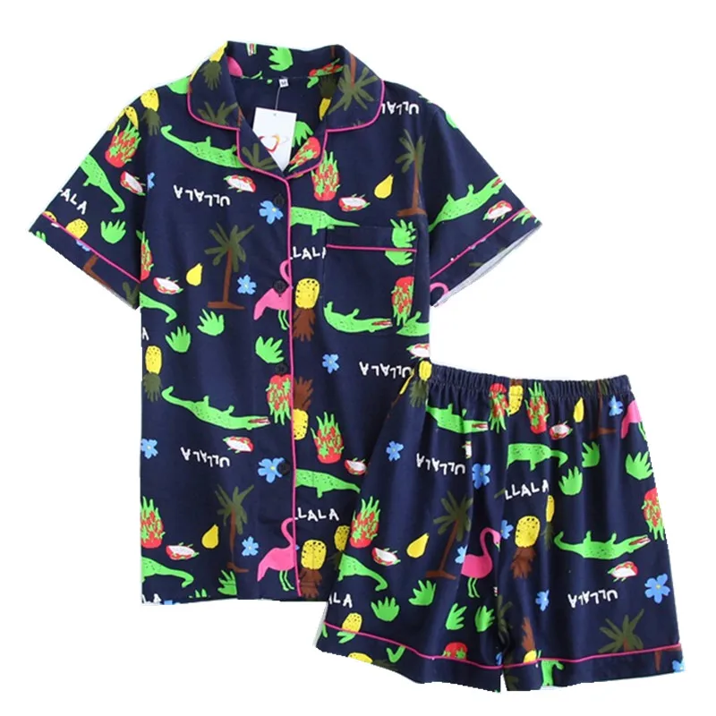 

New summer women's short-sleeved pajamas suit cartoon home service ladies casual pajamas wholesale