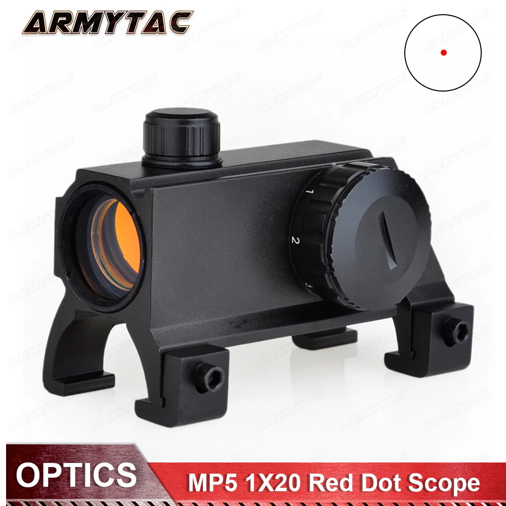 

ArmyTac Tactical MP5 G3 1x Red Dot sight Hunting Shooting Scope Sight Riflescope 1x20 Weapon Sight Fit HK MP5 G3