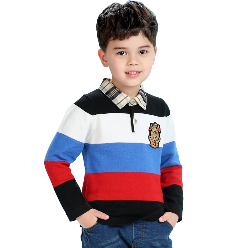 

Boys Sweaters 2018 Winter Thermal Sweater Tops Autumn Striped Knitted Toddler Kids Knitwear Pullover Long Sleeve Children Jumper