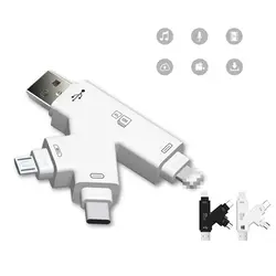 Greatlizrad 4 в 1 Multi-function Micro usb type-C TF Кардридеры OTG адаптер кардридер для Android ПК iPhone ноутбук