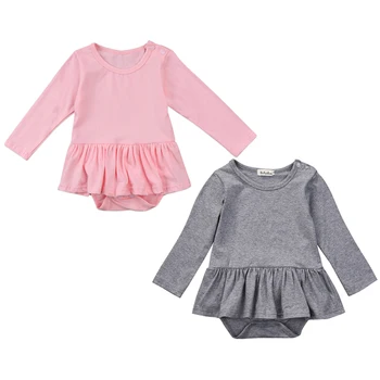 

Cute Newborn Baby Girl Long Sleeve Solid Color Cotton Tutu Skirted Romper Jumpsuit Outfits Baby Clothes 0-24M