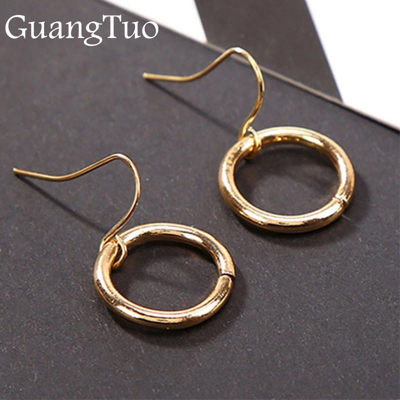 

EK2073 European Brand Minimalist Simple Punk Circle Dangle Earrings Women Fashion Jewelry Geometric Round Drop Earrings Cheap