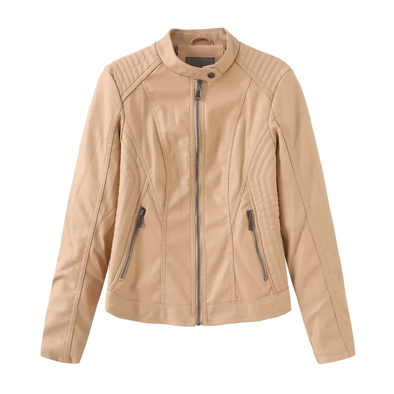 NXH Autumn Leather jacket Women Faux Leather Motor Biker Jacket  Black Coat  Plus size 2019  Fashion Red Pink Leather