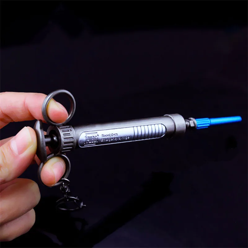  New Arrive PUBG Playerunknown's Battlegrounds Logo Adrenaline syringe Keychain Pendant Cosplay Acce