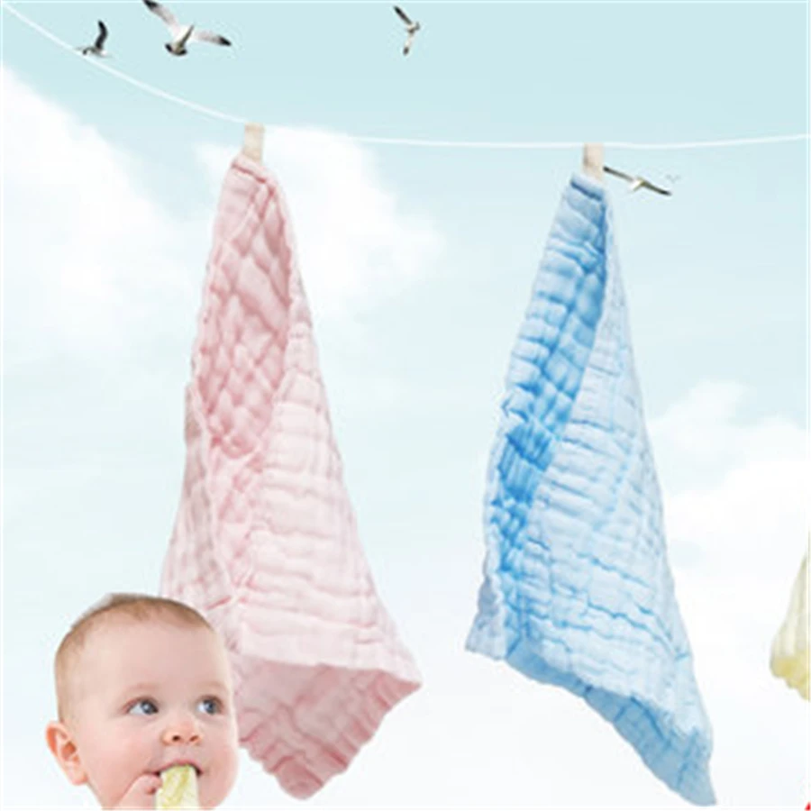 Cute Baby Towel Cotton Gauze Newborn Washcloth Solid High Quality White