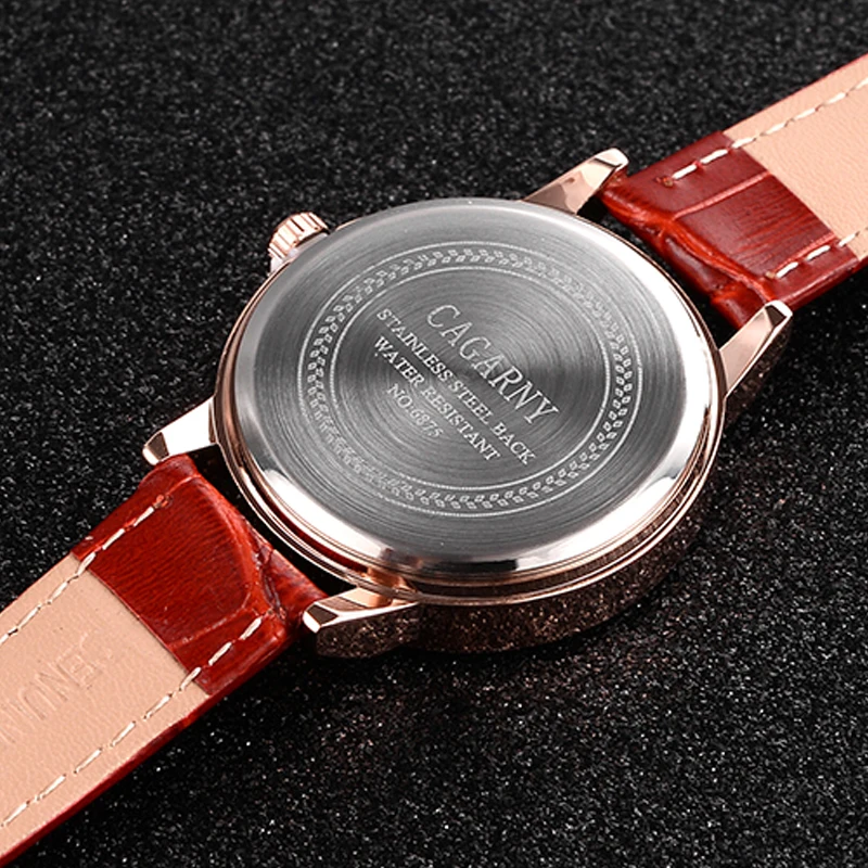 luxury brand cagarny quartz watch for women blue sky dials creative casual ladies watches rose gold case drop shipping (27)