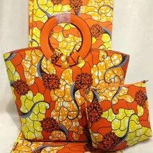 Venta caliente Africano Desgin Elegante Bolso De Compras Y la Tela de la Cera Estupenda Impresión de Cera Set Para El Partido de Tarde DF-429