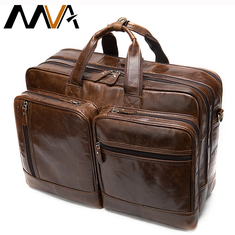 MVA Мужская сумка портфель натуральная кожа на плечо для мужчин офисная большая
