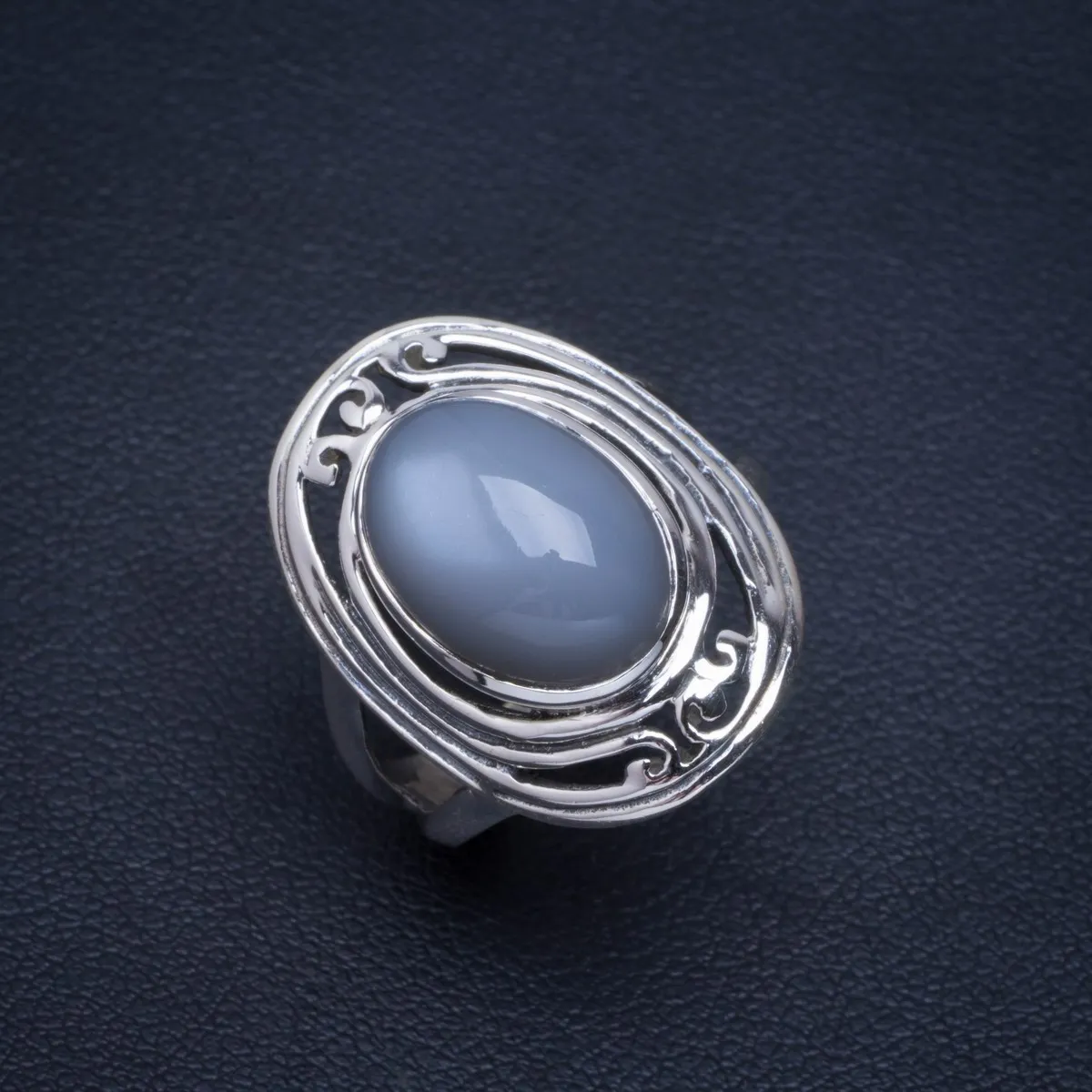 

Natural Cat Eye Handmade Unique 925 Sterling Silver Ring 8.25 B1232