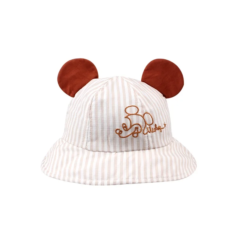 Striped Cartoon Baby Hat Mouse Ears Cute Baby Cap Breathable Wide Brim Baby Boys Hat Summer Lace Up Sun Cap Baby Girls Clothing (16)