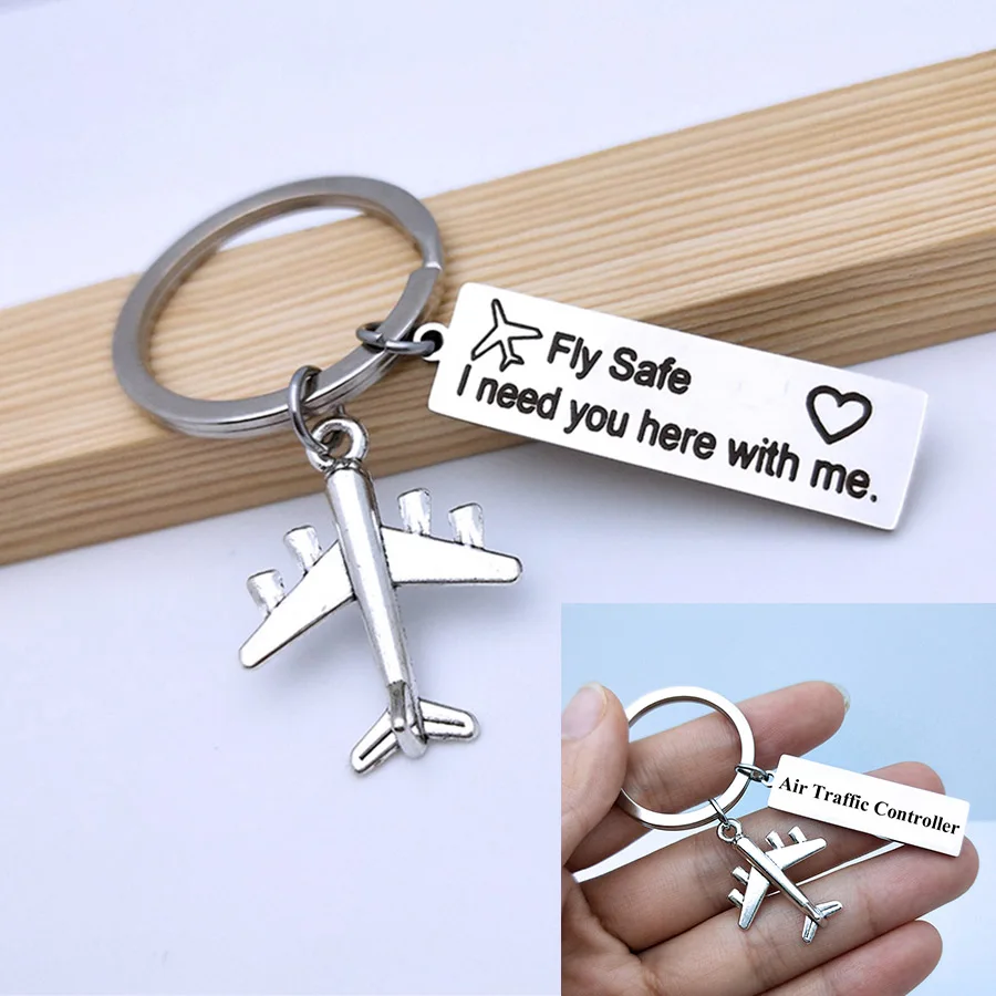 

Engraved Air Traffic Controller Keyring Drive Safe Fly Safe Keychain Couples Boyfriend Men Pilot Flight Attendant Gift Key Chain