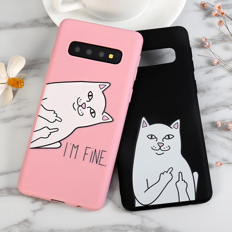 

TPU Soft Silicone Middle Finger Cat Pattern Case For Samsung Galaxy J7 J3 J5 A5 A3 J2 J4 J6 A6 Plus J8 A7 2016 2017 2018 Capa