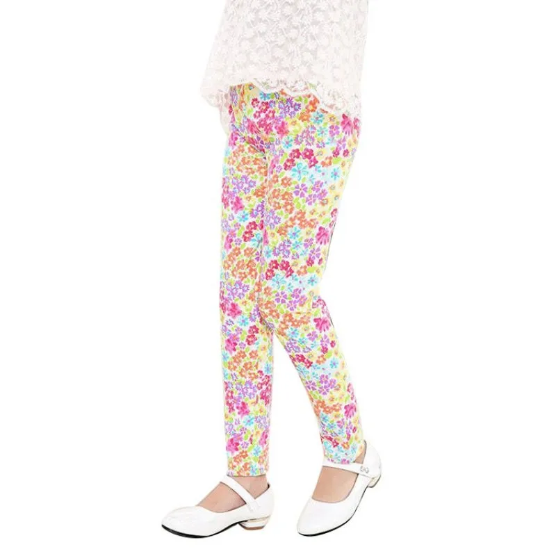 Весенне-летние леггинсы для девочек повседневные винтажные детские штаны с цветочным принтом милые штаны с эластичной резинкой на талии для девочек От 2 до 14 лет