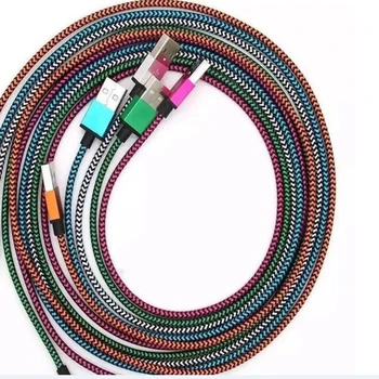 

100pcs 2M/6FT colorful Aluminum alloy Braided Fabric 8pin Usb Chaeger Cable Line for iphone 6 6s 7 plus for iphone 5 5s se