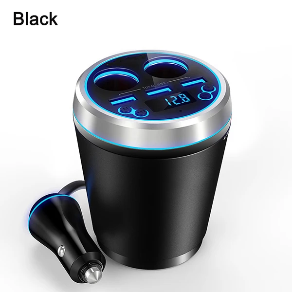 JINSERTA TF/Micro SD музыкальный MP3 плеер Автомобильный комплект Bluetooth fm-передатчик HandsFree прикуриватель разветвитель 3 порта USB зарядное устройство - Название цвета: Black