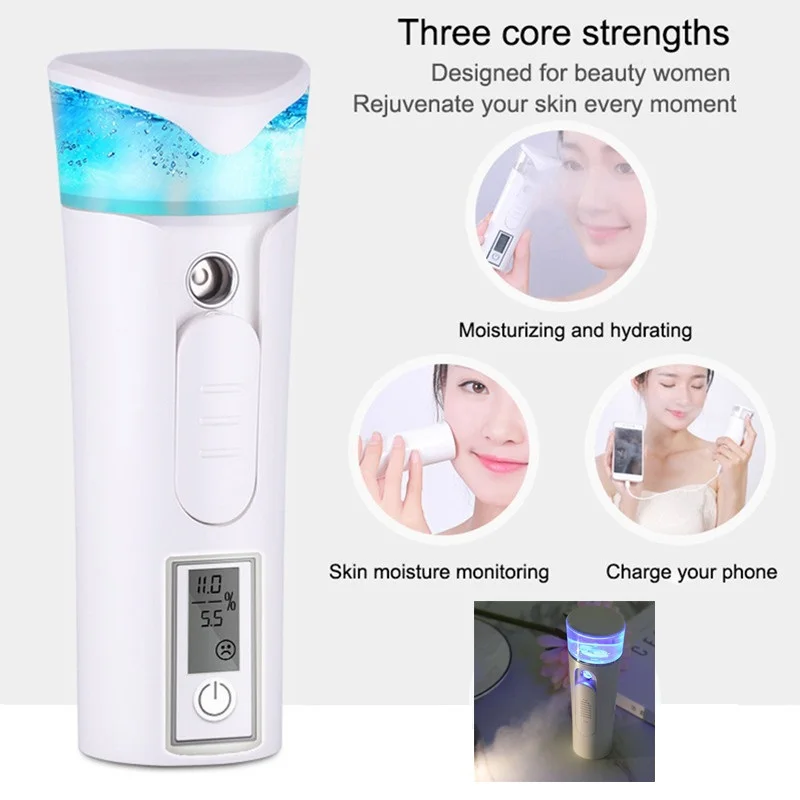 

Portable Nano Spray Water Meter Skin Moisture Facial Hair Steamer Ultrasonic Ozone Treasure Spray Moisturizing Beauty Instrument