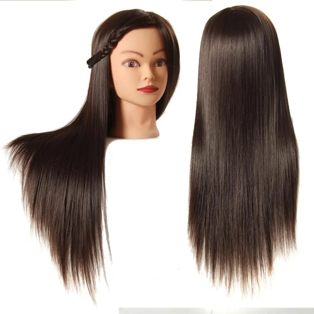 20" Training Mannequin Head Hair Doll Brown Makeup Head Mannequin Hair