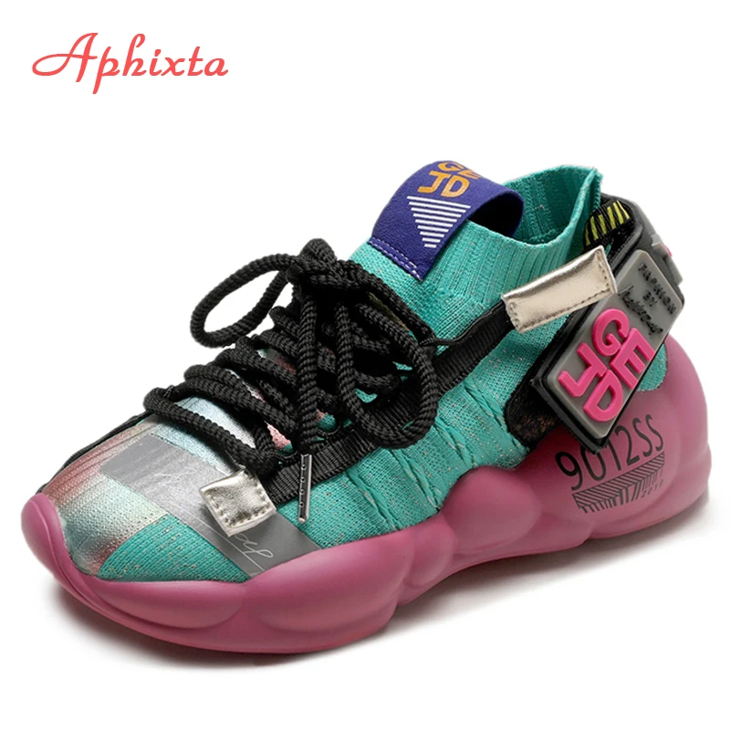 

Aphixta 2019 Sock Sneakers Women Boots Air Mesh Colorful Lace-up Light Knit Fashion Zapatillas Mujer Walking Shoes Women