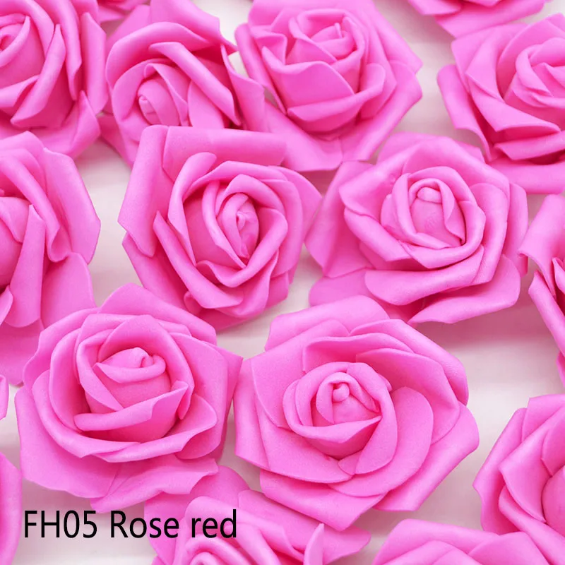 20pcs/Lot 6cm PE Foam Big Rose Flower Head Artificial Flowers Wedding Decorations DIY Scrapbooking Wreath Home Decor Crafts - Цвет: FH05 Rose red