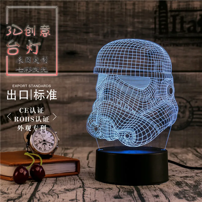 3D светодиодный светильник Novety креативный подарок ночник настольная лампа воина