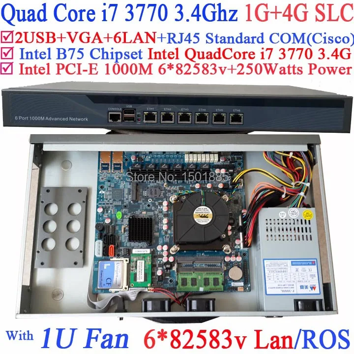 Computer router firewall with 6 Gigabit 82583v Lan Intel Quad Core i7 3770 3 4Ghz Wayos