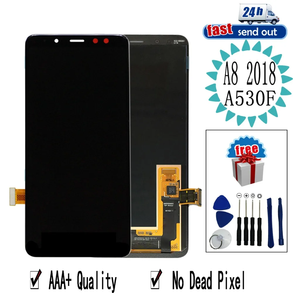 5 6 ''amoled A530F ЖК дисплей для SAMSUNG GALAXY A8 2018 A530 A530DS A530N сенсорный экран испытания
