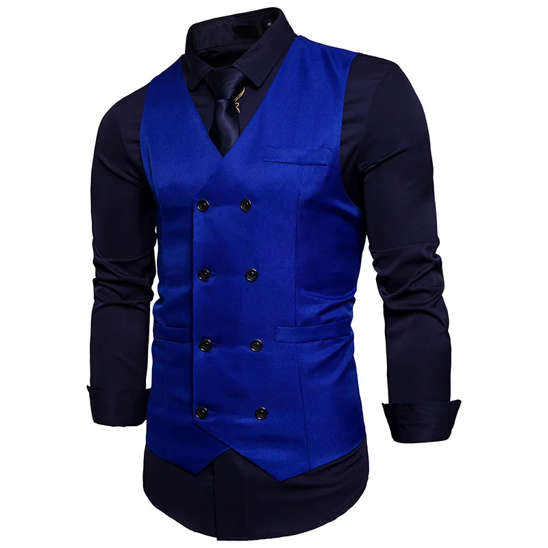 Dress Vests for Men Casual Slim Fit Mens Suit Vest Double breasted Waistcoat Gilet Homme Formal Business Jacket XXL dress vests