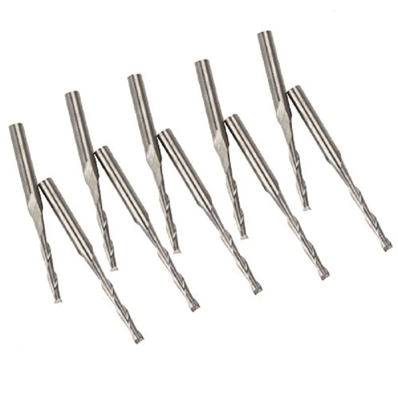 10pcs 3.175mm Acrylic ABS Carbide Two Flute Spiral Cutter Engraving