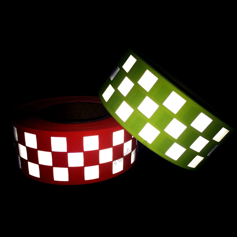 

Fluorescent yellow & Fluorescent orange Warning Tape with Small Square for safety Free shipping