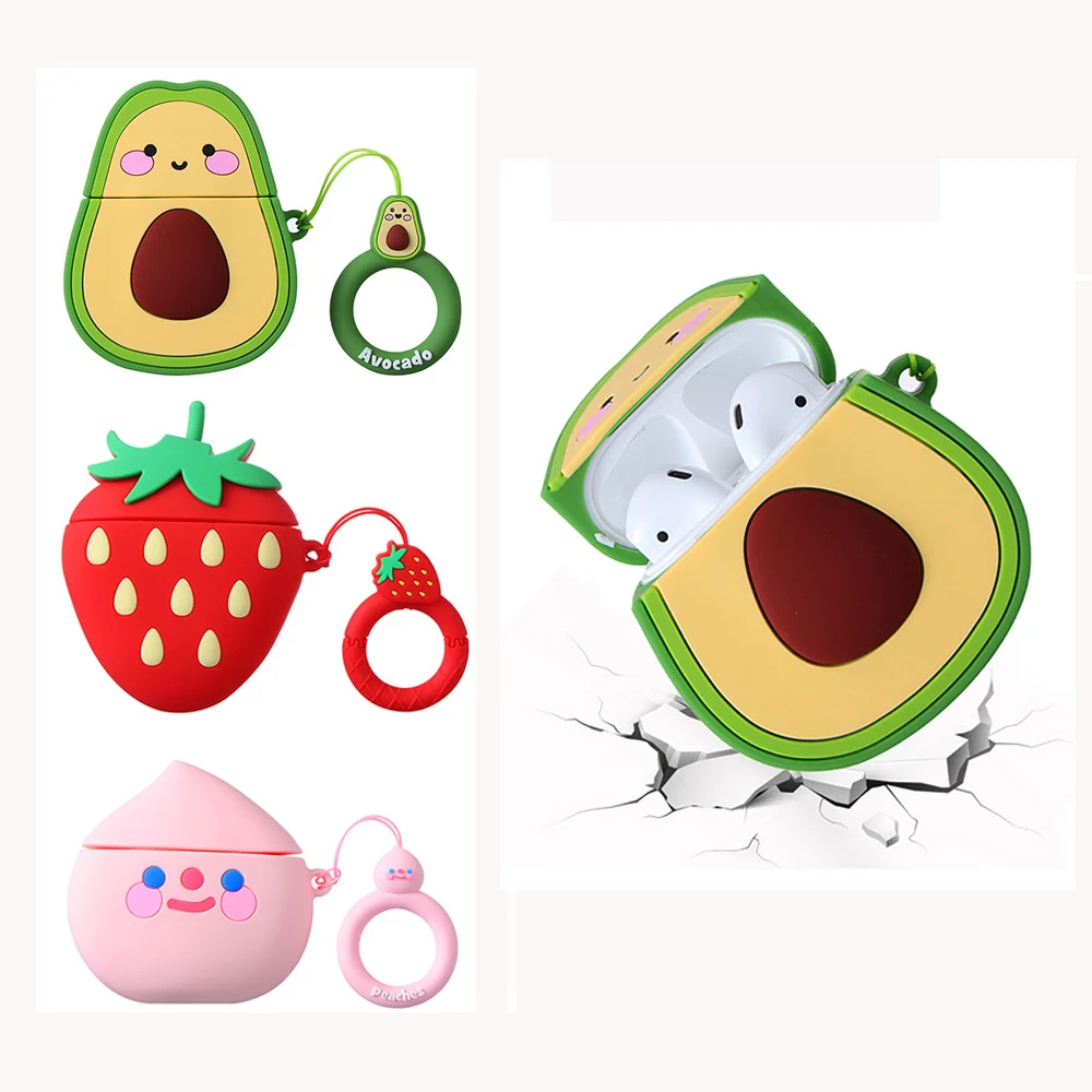 

For AirPod Cute Cartoon Fruit Silicone Case Cover Avocado Peach Strawberry Bluetooth Earphone Protective For Apple AirPods 1/2