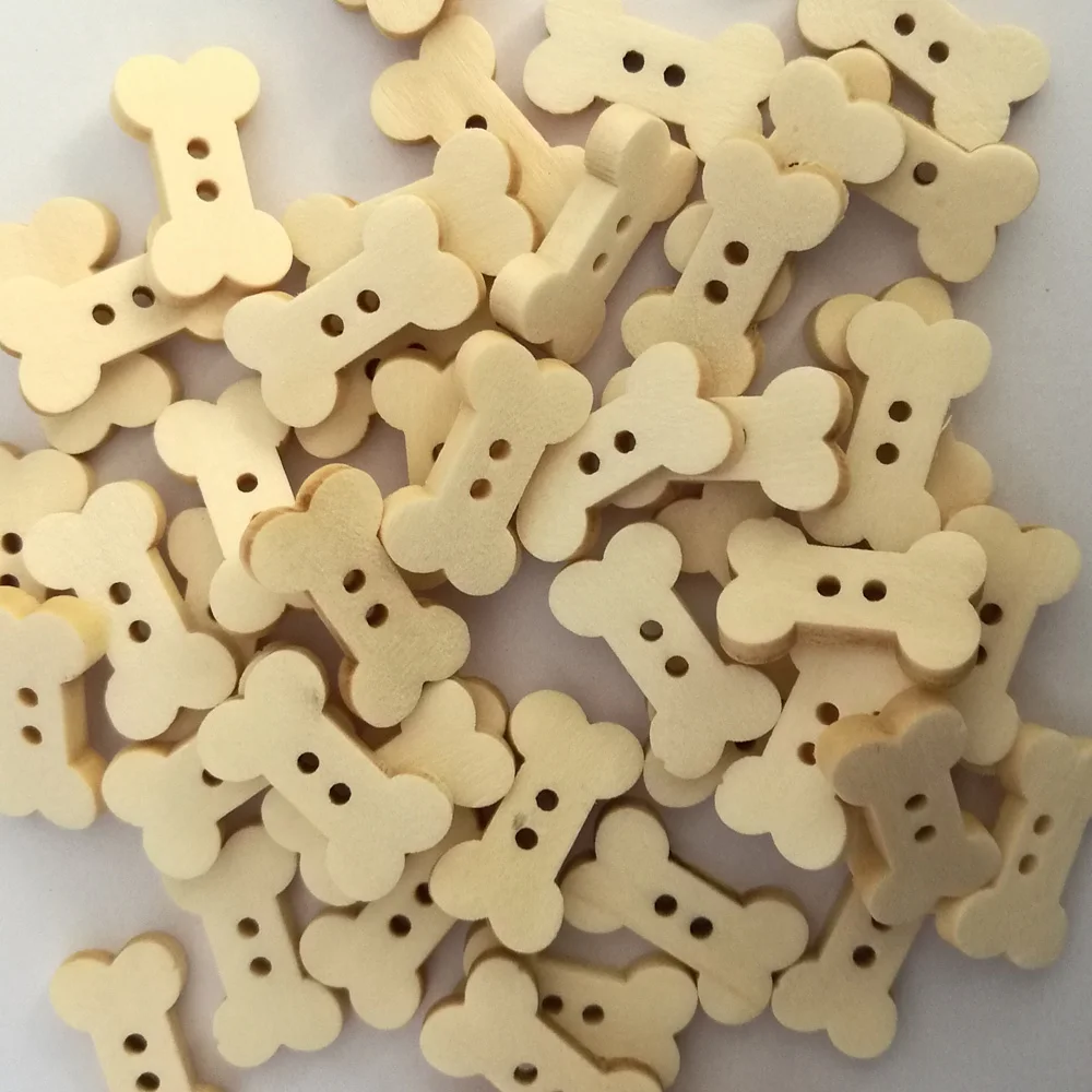 

50PCs Wooden Sewing Buttons Scrapbooking Bone Natural Color Two Holes Cartoon Costura Botones Decorate 19 X 11mm