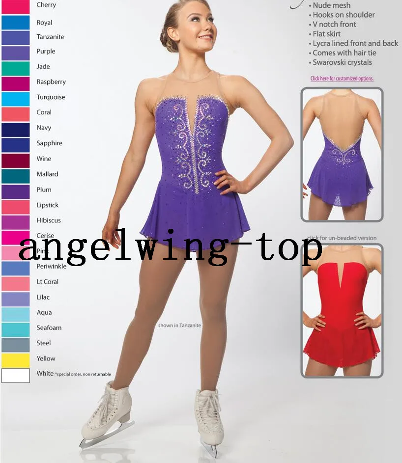 Details about   Figure Skating Dress Women's Ice Skating Dress un-beaded blue asymmetry 