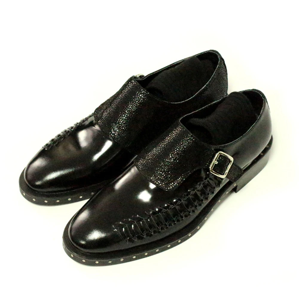 Compilado Vestir Negro De Oxford Hombres Hombre A Superior Mano Zapatos Cuero Vise Hechos Espirales Para UAxASF8