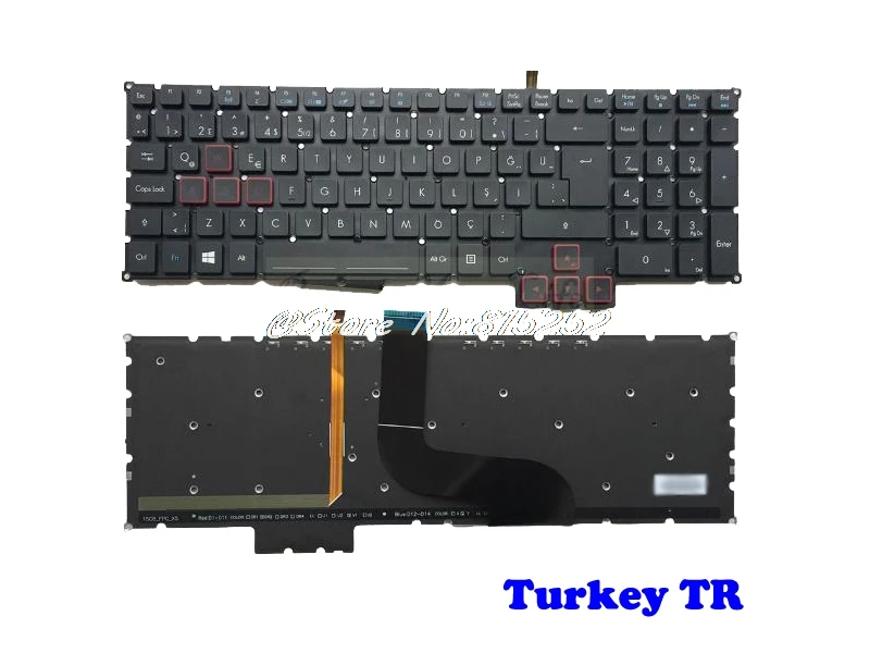 Клавиатура для ноутбука ACER для Хищник 15 17 G9-791 G9-791G G9-591 G9-591G G9-591R G9-592 G5-793 английский США в виде турецкого номерного знака Бразилия br Португалия - Цвет: Turkey TR Red Mark