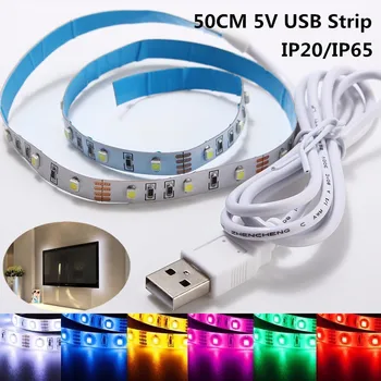 

Smuxi 5V USB Cable LED Strip Light Lamp SMD3528 50cm Christmas Flexible LED Stripe Lights TV Background Lighting