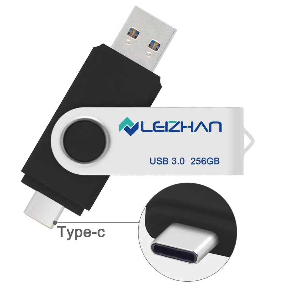 

LEIZHAN Type C OTG USB Flash Drive for Samsung Galaxy S10/S9/S8/Xiaomi 5C/Huawei P30/P20/P9 Pendrive USB C Photo Stick 256GB-16G