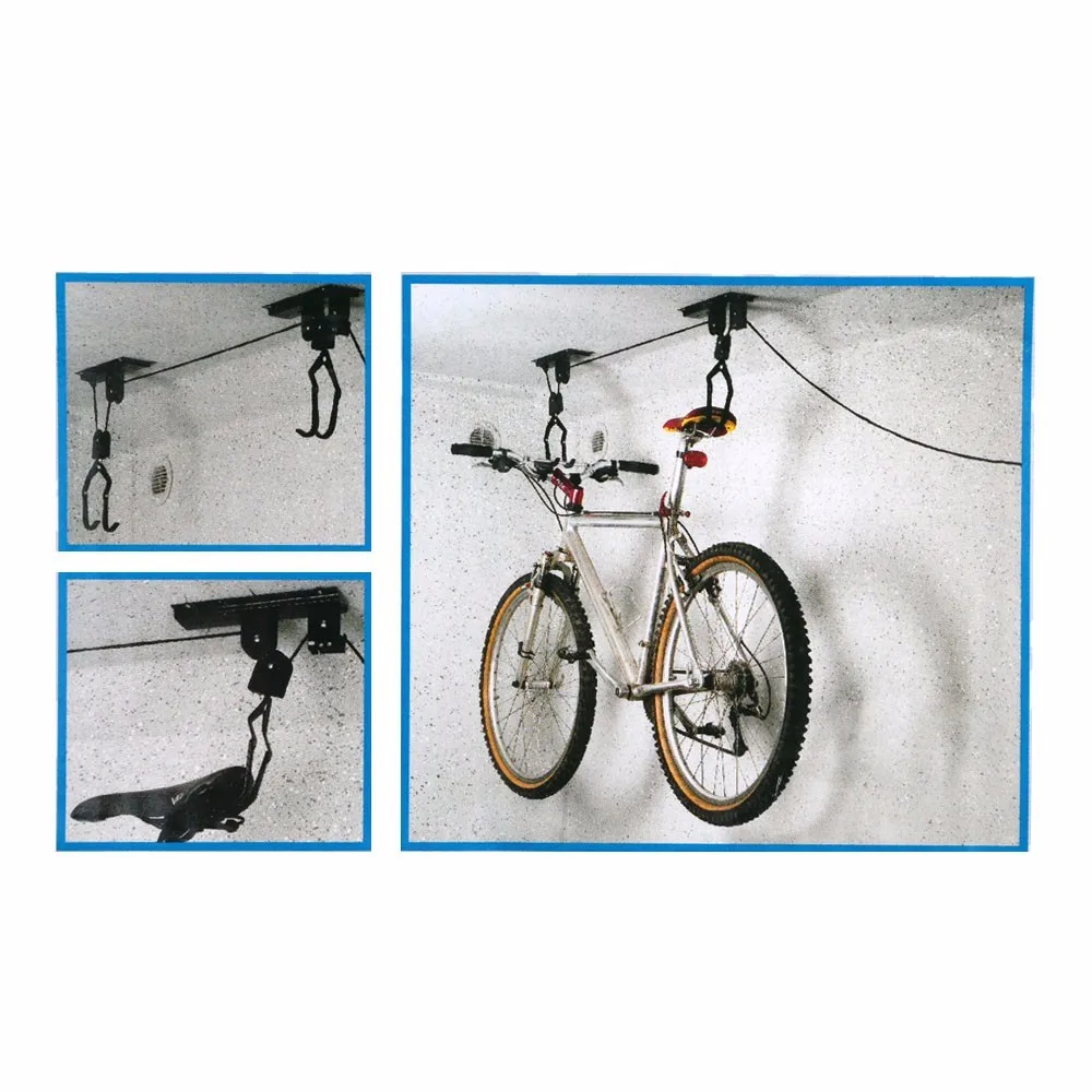 Us 32 9 6 Off Bike Bicycle Lift Ceiling Mounted Hoist Storage Garage Iron Bike Hanger Pulley Rack Bicycle Accessary In Bicycle Rack From Sports