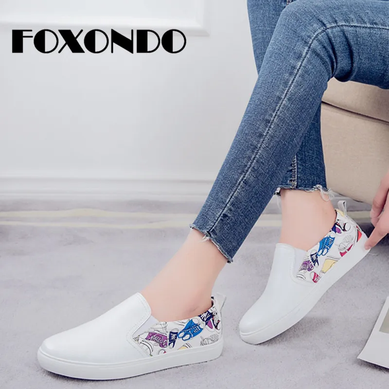 

FOXONDO 2019 Spring Fashion Women Flats Loafers Casual Flower Leather Shoes Woman Loafer Moccasin Slip On Shoes Women Moccasins