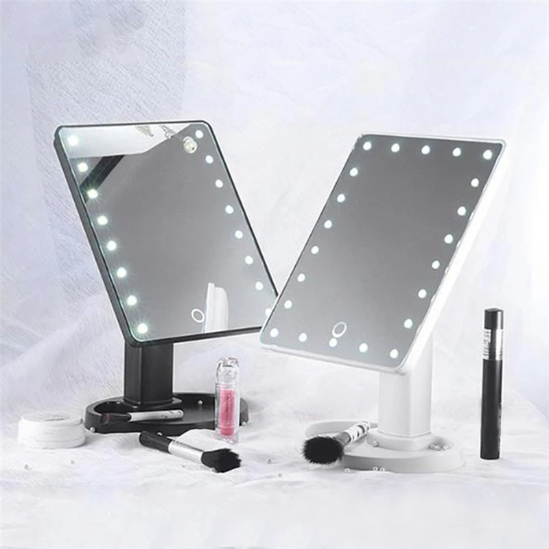 

16/22 LED Touch Screen Makeup Mirror Professional Vanity Mirror 360 Degree Rotating Adjustable Countertop Lights