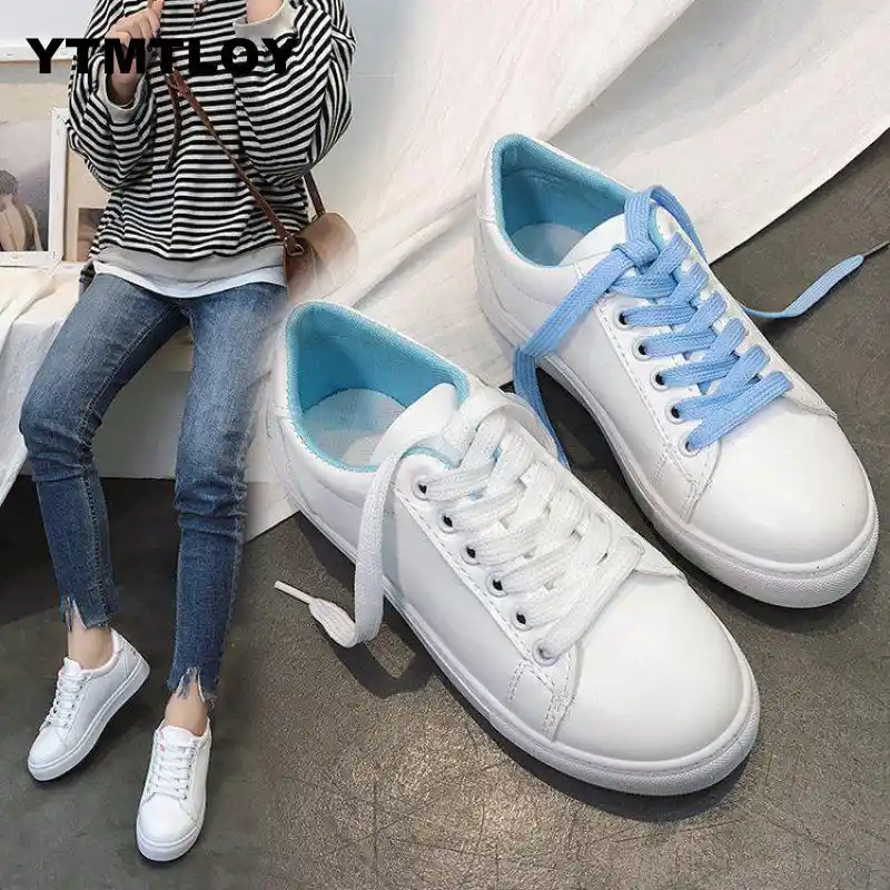 White shoes with colored laces Clearance