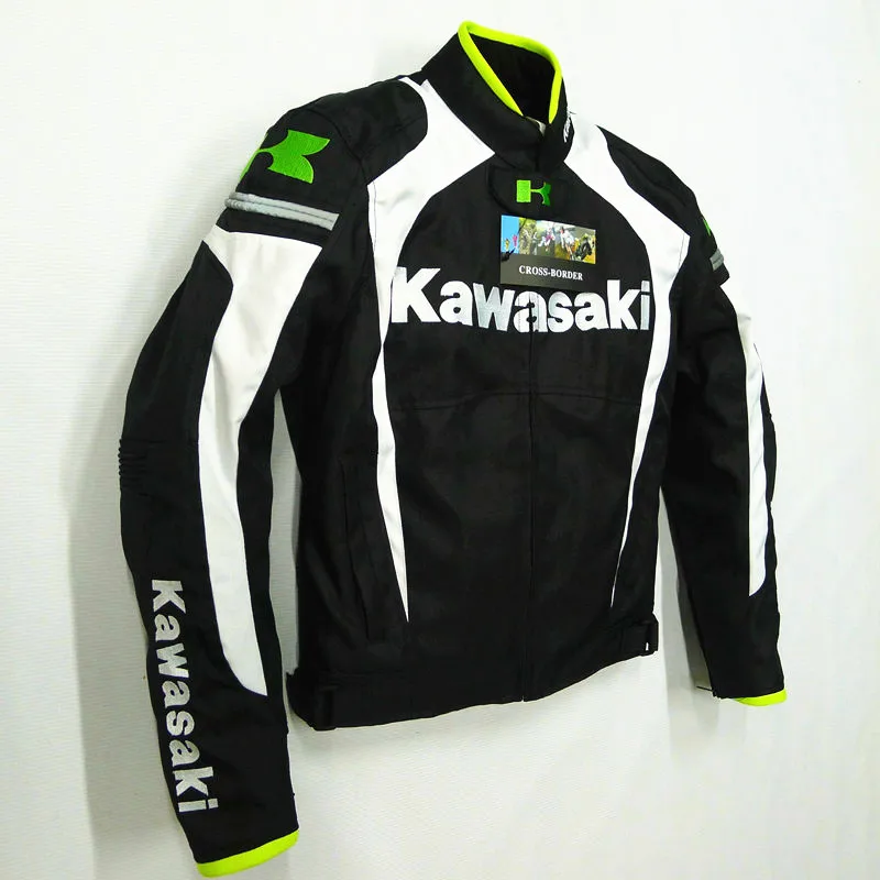 Street Motorcycle Racing Team for KAWASAKI Jacket Riding with Protectors Black Green Clothing