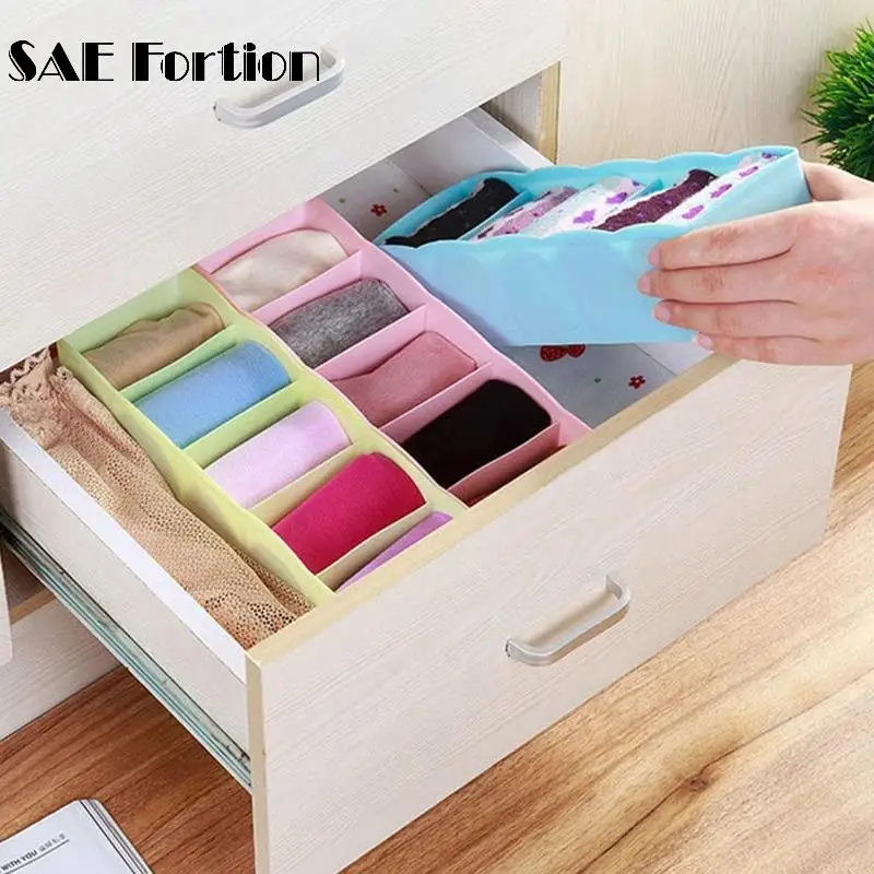 

Desktop Jewelry Cosmetics Makeup Storage Box Grid Plastic Tie Bra Underwear Socks Drawer Storage Box Socks Organizer QSY8922