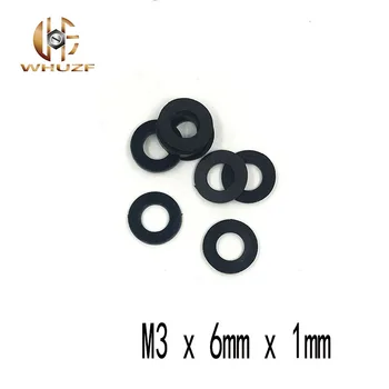 

500pcs M3 M3*6*1 mm Black B Nylon Flat Washer Plastic Insulation Plain Ring Gasket M3 x 6mm x 1mm