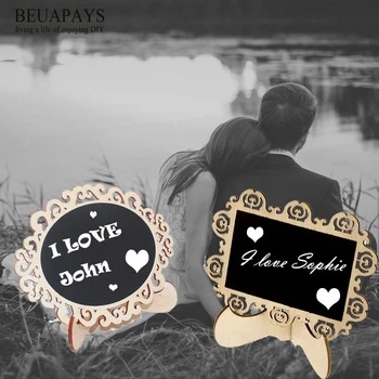 

12pcs DIY wedding decoration christmas Wooden handicraft hollowed out small blackboard PVC display rack wedding party decoration