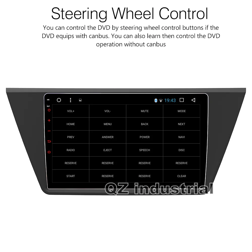 Excellent QZ industrial HD 10.1" Android 8.1 T3 for Volkswagen for VW 2016 MPV Touran car dvd player with 3G 4G WIFI BT GPS RDS Navi Radio 3