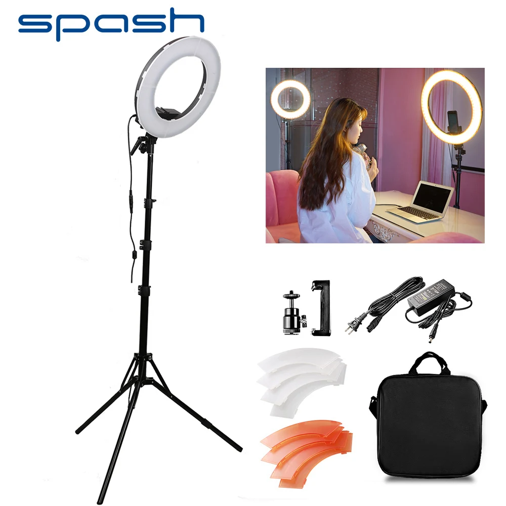 spash RL-12 LED Ring Light Circular Photography Lighting with Tripod 5500K CRI90 196 LEDs Camera Photo Studio Phone Video Lamp