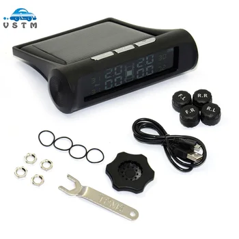

Newest TPMS LCD Display Car Wireless Tire Tyre Pressure Monitoring System 4 External Sensors For Cars Solar Power
