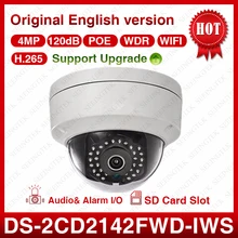 HIK Original DS-2CD2142FWD-IWS H.265 IP POE Dome Vandal-proof Wi-Fi Audio 2.8MM Lens Camera with SD Slot