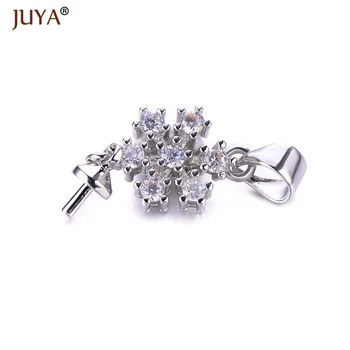 

Jewellery Findings DIY Pearl/Crystal Bead Bail Connectors Pendant Beads Caps Pearl Mounting with Zirconia Rhinestone snowflake